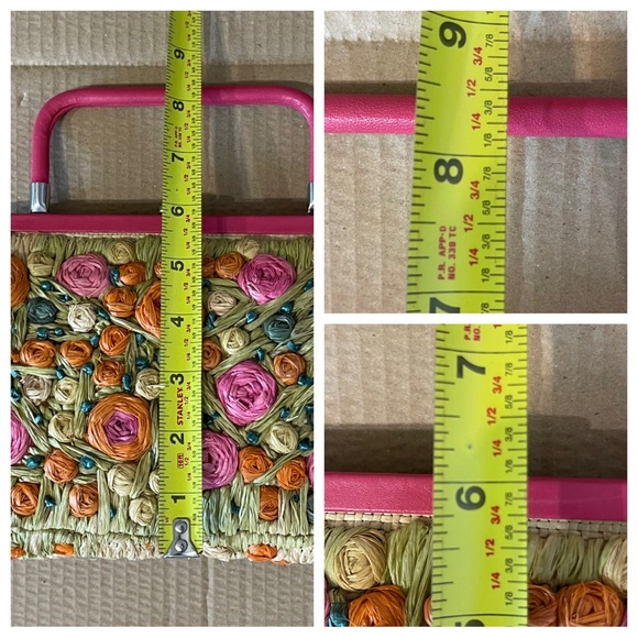 Ann Taylor Floral Straw Mini Bag Clutch Lined With Clasp - Picture 7 of 7